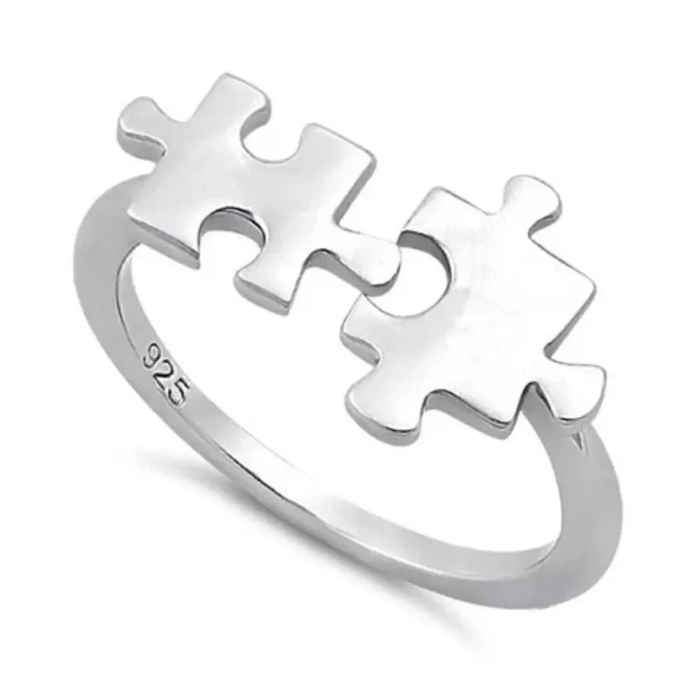 Sterling Silver Jigsaw Pieces Ring New